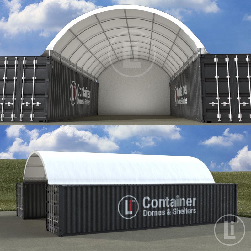 40ft Container Shelter 12m X 6m With Back Panel - Container Domes And ...