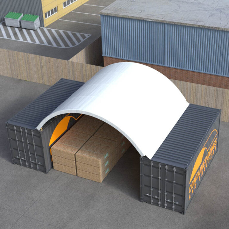 20 x 20ft Container Shelter (6 x 6m) with Back Wall - Container Domes ...