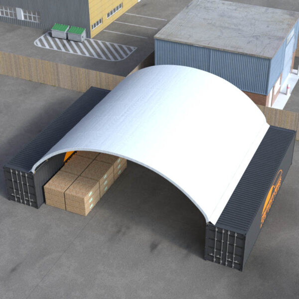 40ft x 40ft Container Dome Top Perspective View
