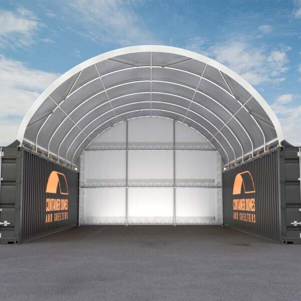 26ft x 40ft Container Dome with Back Wall Front View